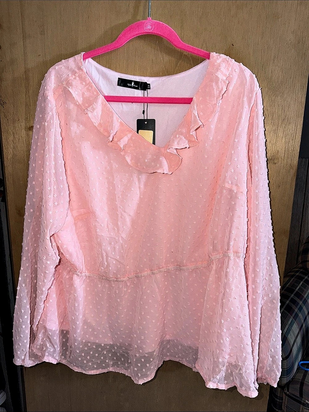 Wet Seal Pink Ruffle Blouse Size 3X NWT